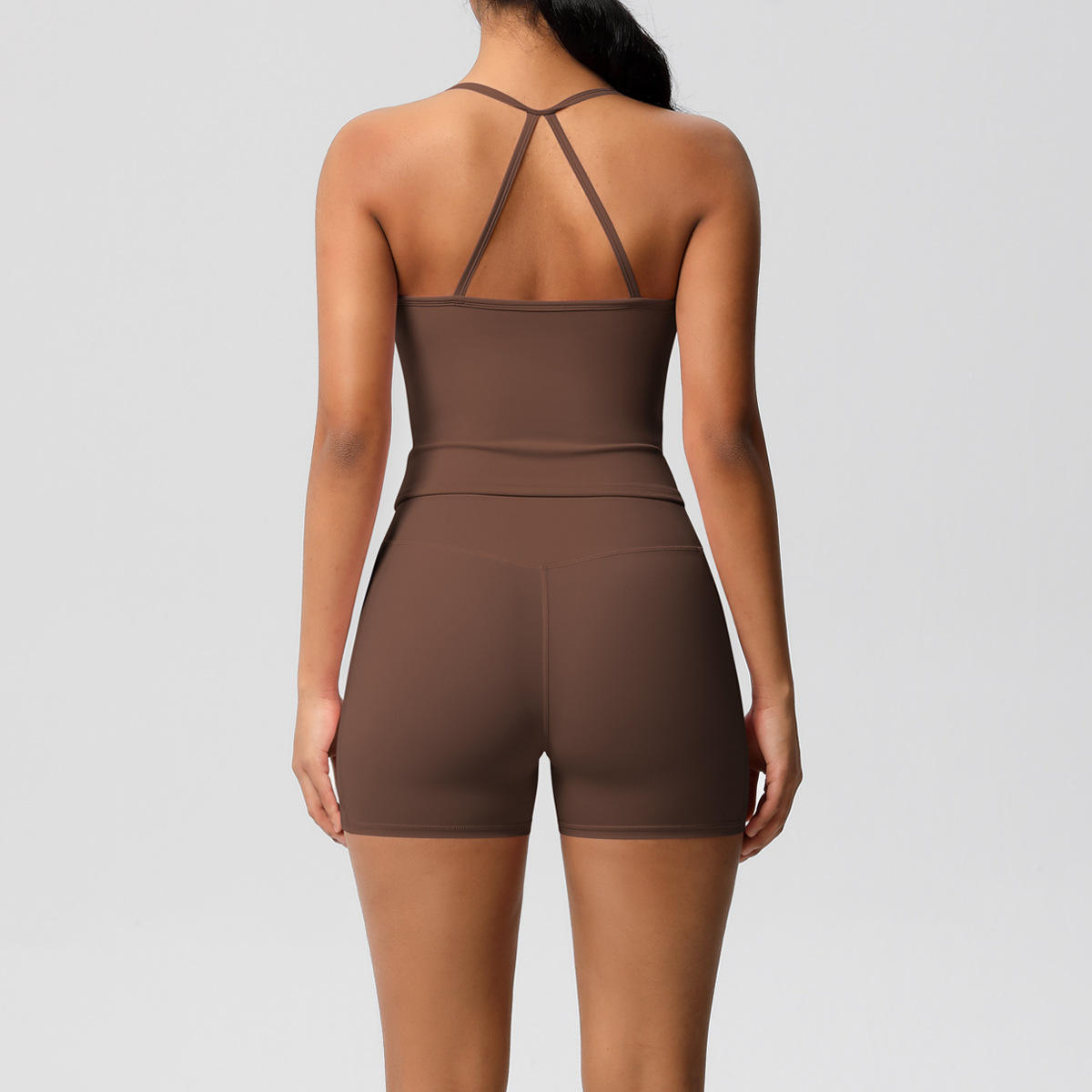 ชุดเสื้อกั๊ก7107 + กระเป๋า7109กางเกงขาสั้น-เกาลัด