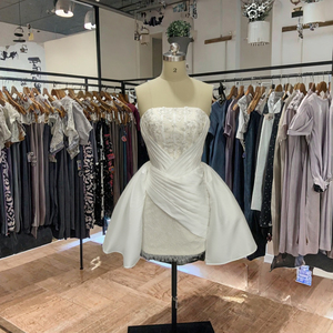 2025 High Quality <strong>Mini</strong> Wedding Gown with Pleat Taffeta Appliques Modern Short Prom Evening Party <strong>Dresses</strong> for <strong>Bride</strong> and Mother - Product Image 3