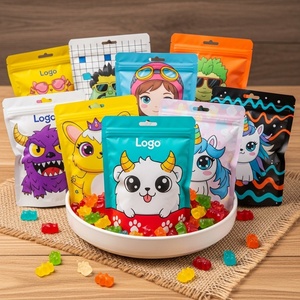 Sachets Mylar personnalisés de 3,5 g approuvés par la FDA, résistants à l'humidité, à fond plat, pour l'emballage de bonbons gélifiés - Product Image 1