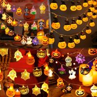 Luci LED a Forma di Zucca con Cappello da Strega per Decorazioni di Halloween, Luci Fatate 3D per Casa, Bar, Giardino e Feste di Halloween