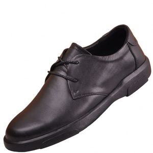 Chaussures en cuir décontractées pour hommes grandes tailles, en cuir véritable de première qualité, semelle souple et confortable, légèrement rehaussées, à lacets, polyvalentes, simples, hiver, avec bouton - Product Image 2