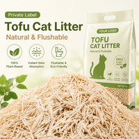 Litière pour chat 100% végétale à base de tofu, absorption instantanée des odeurs, jetable aux toilettes, agglomérante, sable naturel pour chat 6L, marque privée