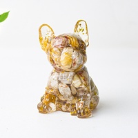 Décoration de bureau et de maison moderne et simple en résine avec gravier de cristal naturel transfrontalier, petit bouledogue français