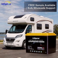 Batterie Lifepo4 haute capacité 24V 100AH Grade A RV Bluetooth Smart BMS Prise Anderson 6000 Cycles CE RoHS IP67