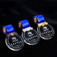 MH-NJ0165 Médaille de sport personnalisée en cristal haut de gamme MVP ronde en or, argent, bronze, 5 cm, 6 cm, 7 cm, 8 cm