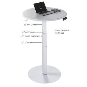 Escritorio de Computadora Ergonómico Moderno Blanco de Una Sola Pata, Ajustable en Altura con un Motor y 3 Etapas, Escritorio Redondo para Computadora - Product Image 6