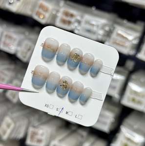 Luxus Falsche Nägel Geschenk verpackung Box Französisch Acryl Nagels pitzen <span class=keywords><strong>Bling</strong></span> Long Coffin Ballet Square Drücken Sie auf die Nägel - Product Image 6