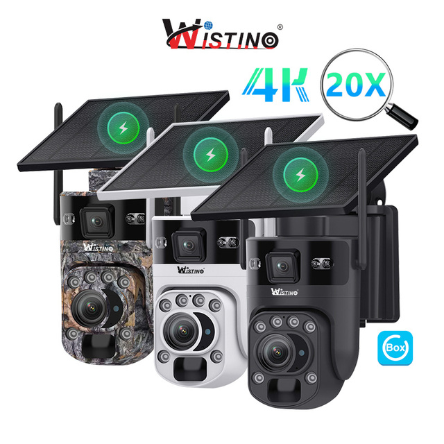 Wistino Ubox 4K 20X Zoom 4G Security PTZ CCTV Camera AI Dual Lens Dual Screen 10050mAh Solar CCTV Camera