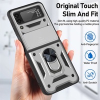 Para Samsung Z FLIP 3 S21 S 22 Street Fashion Armor Lens Slide Camera Protector Funda plegable para teléfono