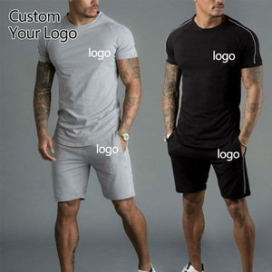 Wholesale Cotton Sportswear Tshirt Set Gym <b>t</b> Shirt and Short 2 Piece Shorts <b>Track</b> Suit Plus Size Men <b>T</b>-Shirt Set for Men - Product Image 1