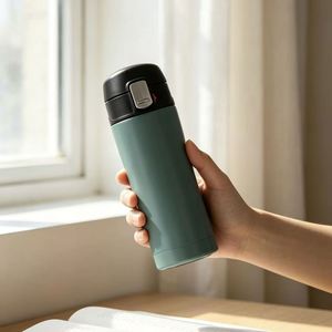 Vaso Térmico de Viaje de 450ml con Tapa Abatible y Cierre de Seguridad, Estilo Japonés, Acero Inoxidable 304, Aislado, para Auto, Venta al Por Mayor para Empresas, Regalo Corporativo - Product Image 2