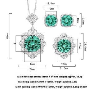 Minimalist Fashion Jewelry Eco-friendly Copper 14*14MM/12*12MM Green Zircon Pendant Necklace <b>Set</b> for Women Everyday Style - Product Image 2