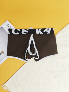 Custom <strong>Men</strong> Sexy <strong>Crotchless</strong> Boxers Breathable Open Crotch <strong>Underwear</strong> Elastic Letter Waistband <strong>Men's</strong> Briefs Short Panties - Product Image 3