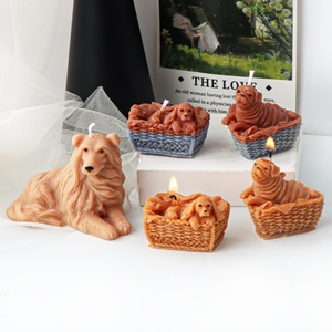 Stampo in Silicone per Candele a Forma di Orsetto con Bouquet di Fiori, Cane a Pelo Lungo Sdraiato, per Resina e Sapone, Decorazione Artistica Fai-da-Te - Product Image 3