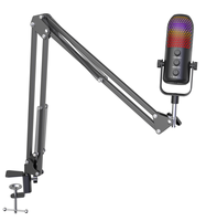 Microphone à condensateur sans fil USB Type-C SU1PRO RGB pour gaming avec réduction de bruit 5.3 et bouton de sourdine pour PC, streaming et enregistrement