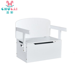 Meubles de chambre d'enfants, bureau de chaise en bois avec bac de rangement, boîte de rangement de jouets en bois - Product Image 1