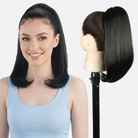 Extensions de cheveux synthétiques ondulés courts Julianna Wholesale, postiches queue de cheval à cordon en fibre Futura pour femmes