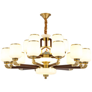 Nueva lámpara de araña de cobre de estilo chino con múltiples cabezales LED para sala de estar, comedor, dormitorio, decoración del hogar - Product Image 4