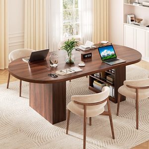 Table à manger rectangulaire extensible en bois noir de luxe moderne avec base cannelée, écologique et durable - Product Image 3