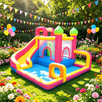 Château gonflable NOCO en tissu Oxford personnalisé avec toboggan et piscine pour les enfants, idéal pour les fêtes à domicile ou dans le jardin.