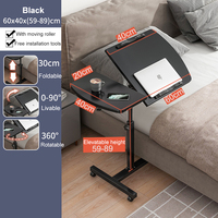 Bureau d'ordinateur portable pliable en métal réglable en hauteur, convertible, mobile, pour lit, étude, relevable, noir et blanc, petits bureaux d'ordinateur