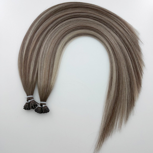 Stock prêt Ash Balayage Smoky Blonde Extensions de cheveux Stick I Tip Hair Super Double Drawn Thick Ends - Product Image 1