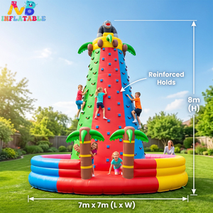 Muro de Escalada Inflable Tropical de 8 Metros, la Aventura Definitiva para Niños y Adultos en el Patio Trasero, Muro de Escalada Inflable - Product Image 1
