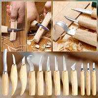 Ensemble de couteaux à sculpter le bois en gros, 15 pièces, en acier SK5, kit d'outils DIY pour enfants et débutants avec sac en cuir