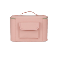 Sac de manucure UV rose avec poche à câbles Velcro, sangles élastiques, support métallique et interrupteur frontal, sac de maquillage avec lumière UV, trousse à cosmétiques
