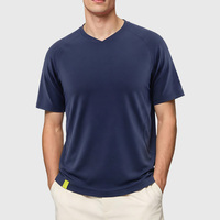 Kaos Olahraga Pria Ukuran Besar V-Neck Lengan Pendek Gaya Seragam Navy