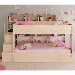 NOVA ATLB025 деревянная детская кроватка для детей, набор для спальни для девочек, низкая цена, двойные детские двухъярусные кровати с лестницей