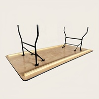 Tables pliantes rectangulaires modernes en contreplaqué double épaisseur de 72 pouces de long avec pieds en métal, tables à double chevalet pour 10 personnes pour événements
