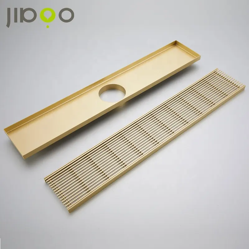 JIBOO 600-1800 mm gebürsteter goldfarbener Duschkanal Abfluss individuelle Duschstreifen Abläufe Großhandel China Großhandel individuelle Duschabläufe