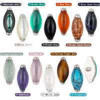 GZN ASTM F136 Set Bezel berulir internal Titanium Turquoise batu Semi mulia Labret bibir perhiasan tindik badan