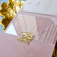 Invitation de mariage personnalisée avec dorure à chaud, velours, livret d'invitation personnalisé, carte d'invitation tri-pliée rose de luxe