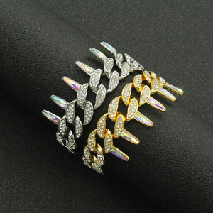 Water drop shaped full exaggerated cool Cuban chain <b>bracelet</b>, personalized hip hop punk style <b>bracelet</b> - Product Image 2