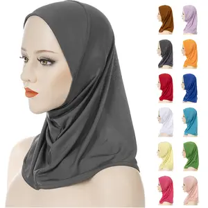 Aangepaste Arabische Dieptepunt Cap Moslim Hoofddoek Gevoerd Cap Midden-oosten En Afrika Polyester Monochrome Trui Hijab