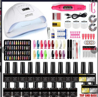 Kit de vernis à ongles Gel avec lumière UV, outil de manucure, pour Nail Art, couche de Base/finition, sans lingette, 120W