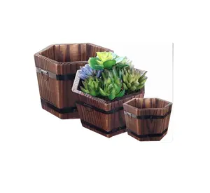 木托带手柄多汁花盆木箱乡村木盆花园植物容器箱