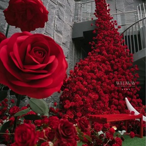 Artificial Roses <b>Single</b> Branch Silk <b>Flower</b> High Simulation Wedding Decoration HT-01 - Product Image 1