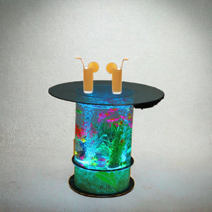 Table de bar moderne multifonctionnelle en acrylique avec fontaine d'eau et aquarium pour le salon - Product Image 3