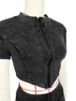 Tenues d'été deux pièces en coton côtelé délavé pour femme, survêtement et pantalon, survêtement 2 pièces pour femme