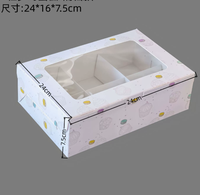 Caja para Pastelería con Ventana y Divisores de 2/4/6/9/12 Compartimentos, Caja para Galletas, Dulces, Pasteles y Muffins con Insertos