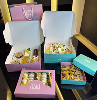 Ensemble de boîtes d'emballage pour pâtisserie et desserts en papier recyclé avec logo personnalisé, résistantes à la graisse, avec fermeture magnétique, sacs en papier pour gâteaux, biscuits, beignets
