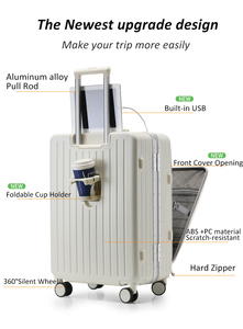 Mgb mới đến mang theo vali hành lý du lịch cổ điển trường hợp khó khăn Xe đẩy thông minh vali hành lý với người giữ cốc - Product Image 5