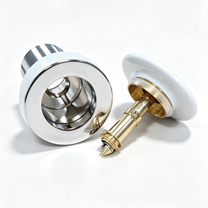 Bonde de lavabo universelle G1-1/4 en laiton avec système click-clack pour vasque à poser en céramique blanche moderne, sans trou de trop-plein - Product Image 6