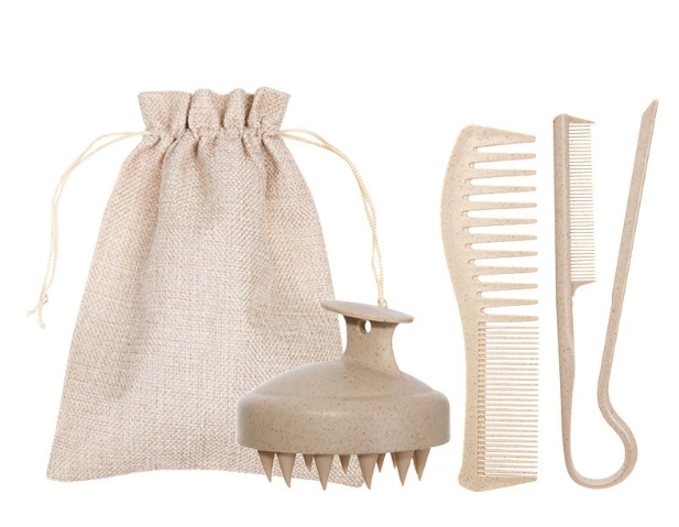 Brosse du cuir chevelu + peigne + peigne plus droit