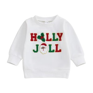 Noël enfant en bas âge bébé filles garçons pull haut de noël houx Joll Chenille lettre à manches longues pull de noël <span class=keywords><strong>sweat</strong></span> pour les enfants - Product Image 1