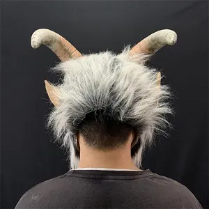 Máscara de látex Krampus Demon para hombre, película Cosplay, cuerno de oveja, cubierta de cabeza de <span class=keywords><strong>diablo</strong></span> para fiesta de Halloween, vestido de terror, máscaras de demonio <span class=keywords><strong>Lucifer</strong></span> - Product Image 3