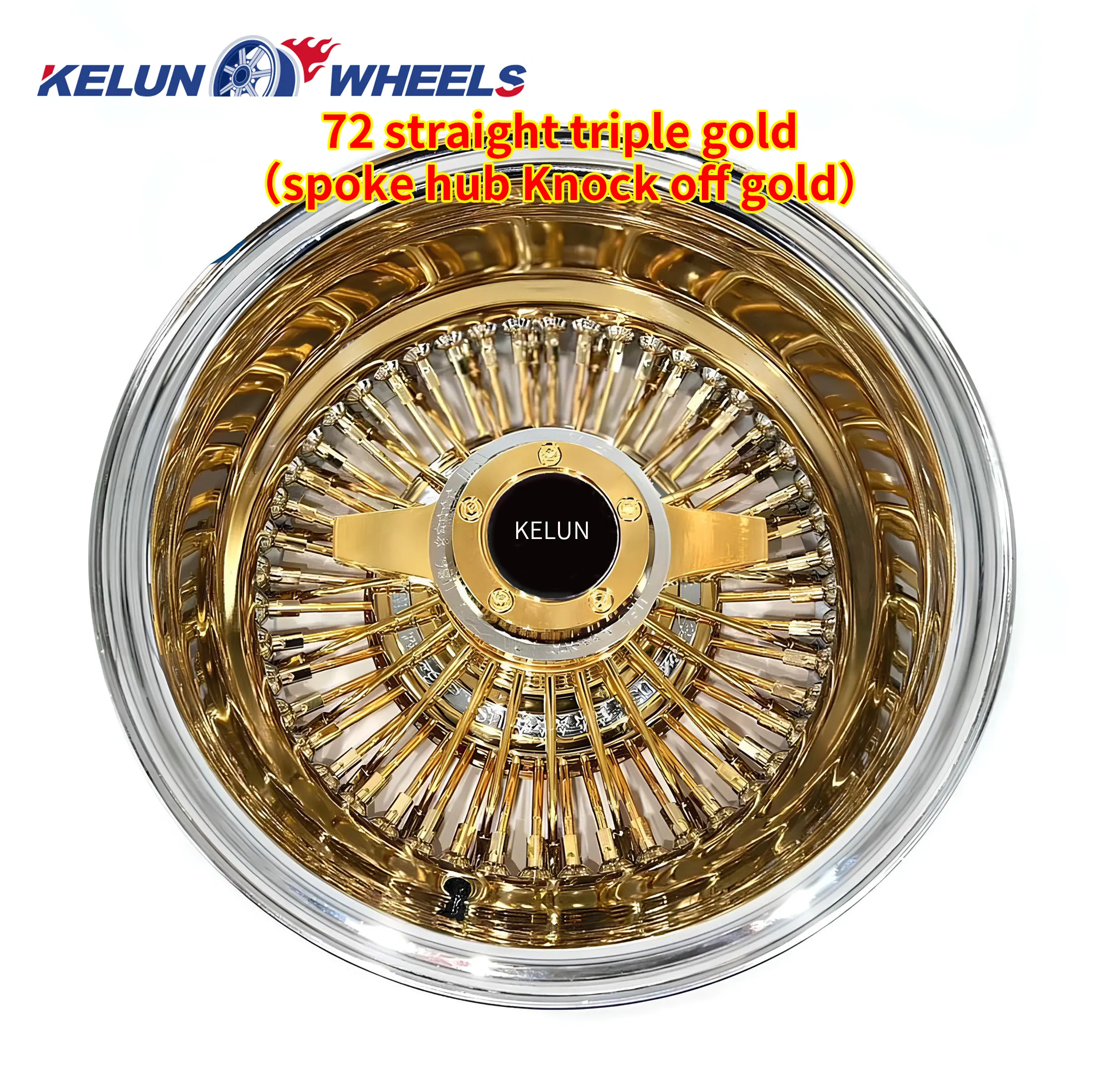 dayton wire wheels 13 14 inch triple gold Wire Wheel 72 cross/straight 100 straight gold wire wheels